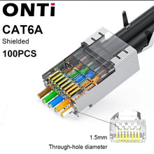 Load image into Gallery viewer, ONTi RJ45 Cat7/6/6A/5E Connector, RJ45 Crimper Tool Pass Through Crimp with Replacement Blade Ethernet Cable Stripper
