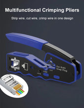 Load image into Gallery viewer, ONTi RJ45 Pass Through Crimper Tool and Rj45 Connector, Ethernet Crimper Crimping Tool Wire Stripper Cutter for Cat6a Cat5
