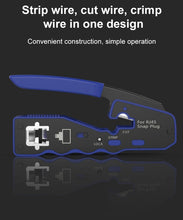 Load image into Gallery viewer, ONTi RJ45 Pass Through Crimper Tool and Rj45 Connector, Ethernet Crimper Crimping Tool Wire Stripper Cutter for Cat6a Cat5
