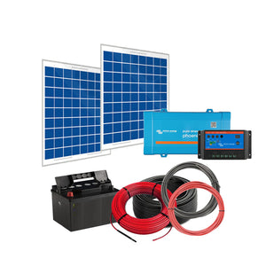 Solar Power Kit Two 200Wh, 6× 5W Lights for 5 hours or 2× 15W CFL for 5 hours, 1× 10W Charger for 5 hours, suitable for small and portable offgrid use