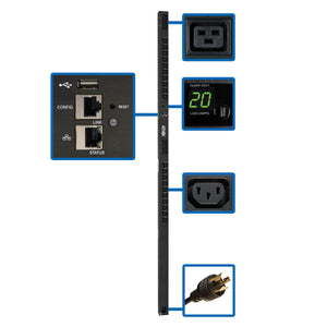 Eaton 3.7Kw Single-Phase Switched Pdu - Lx Interface, 208/230v Outlets (20 C13 & 4 C19), C20/l6-20p, 0U, TAA PDUMV20HVNETLX