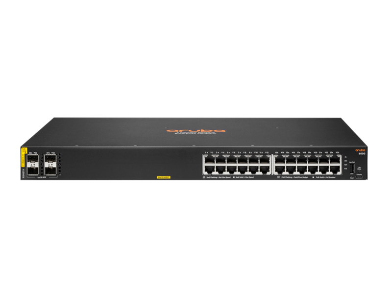 HPE Aruba CX 6000 24-port PoE Gigabit Managed Layer 2 Switch with 4x SFP ports, 56 Gbps Switching capacity R8N87A