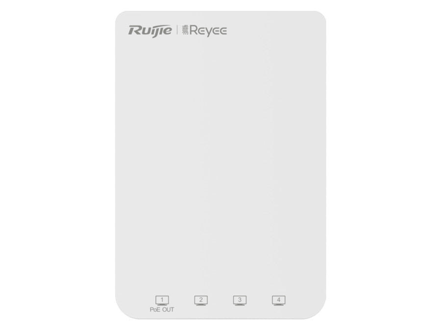 Reyee Dual Band WiFi 5 1300Mbps 5 Port Gigabit Mesh In-Wall AP, 5×GbE Ports, PoE-Input/PoE Pass-through, 400Mbps 2.4GHz, 867Mbps 5.8GHz, RG-RAP1200(P)