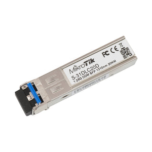 MikroTik SFP(1.25G) module, 20km, Single Mode, 1310nm, SFP transceiver with 1310nm dual LC connector, up to 20 kilometre Single Mode Fibre connections