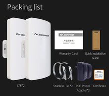 Load image into Gallery viewer, Comfast 300Mbps Outdoor WiFi Bridge 5G CPE Wifi Router 3KM Wifi Singal Extender Access Point 48V POE Antenna 2pcs
