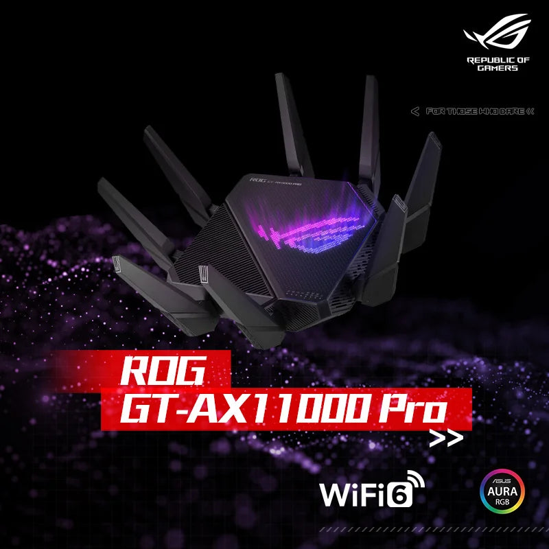 ROG GT-AX11000 Pro Gaming WiFi Router 10G+2.5G WAN/LAN custom network port 16nm Broadcom flagship male core dot matrix RGB