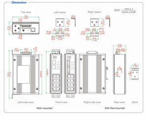 UOTEK Industrial 1000M 8 Ports POE Ethernet Switch Network Managed with 2 Gigabit Optical Fiber SC Interface DIN-rail UT-6410GM