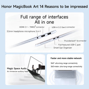 Honor MagicBook Art 14 Model 14.6" OLED Touchscreen Ultra5/Ultra7 16GB/32GB 1TB/2TB 120 Hz 3.1K Screen