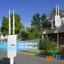 Load image into Gallery viewer, KuWFi 1200Mbps Outdoor AP Router Dual Band Wireless Wi-Fi Access Point with High Gain External Antenna Support 24V POE Repeater
