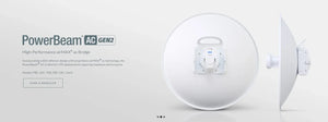 Ubiquiti Pbe-5AC-Gen2 PowerBeam 5AC Gen2 For 25km Only 1 Unit 25 dBi Pre-configured 5GHz High-Performance airMAX Wireless Bridge
