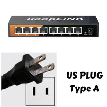 Load image into Gallery viewer, KeepLiNK 8-Port Gigabit Ethernet Switch Unmanaged Plug and Play 10/100/1000Mbps 16Gbps Switching DC5V KP-9000-8G
