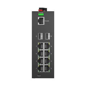 Bullscom Industrial 8-Port Gigabit PoE+ Switch 240W Budget, 2 SFP Managed DIN-Rail IP40 -40°C to 75°C, IEEE802.3af/at