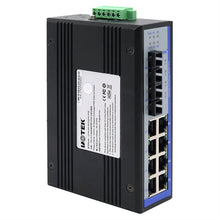 Load image into Gallery viewer, UOTEK Industrial Grade Gigabit 1000M 8 Ports Network Unmanaged POE Ethernet Switch 2 Optical Fiber SC DIN-rail UT-6410G-8GT2GSC
