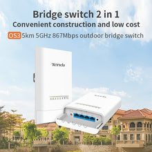 Load image into Gallery viewer, Tenda OS3 5KM 5GHz 867Mbps Outdoor CPE Wireless 5G WiFi Repeater Extender Router AP Access Point Wi-Fi Bridge Point to Point
