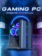 Load image into Gallery viewer, MXZ Gaming PC AMD R5 3600 16GB DDR4 Video Card RTX3060 500GBNVMe Complete Gamers PC with Win10 Pro Key
