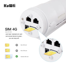 Load image into Gallery viewer, KuWFi 4G Outdoor WiFi Router 300Mbps Waterproof 4G SIM Card Router Wide Range Wireless Internet Hotspot Support 64 Users
