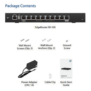 Ubiquiti Networks EdgeRouter 10X, 10-Port High-Performance Gigabit Router with PoE Flexibility, 10/100/1000Mbps, Passive PoE Power adapter, 2 Core CPU