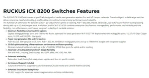 RUCKUS ICX 8200 Ethernet Switches Entry-Level+ Enterprise-Class Stackable Access Switch, 8× 25 GbE Ports, PoE++ (802.3bt), VXLAN