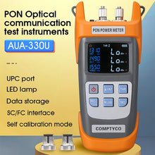 Load image into Gallery viewer, COMPTYCO AUA-330A/U Handheld Fiber Optical PON Power Meter FTTX/ONT/OLT 1310/1490/1550nm APC/UPC Optical Communication instrument
