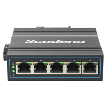 Load image into Gallery viewer, Scodeno Industrial Etherent Switch Unmanaged IP40 DIN-Rail DC12~58V input Voltage, 1G switching, Fanless, XPTN-9000-45-5TXm
