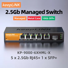 Load image into Gallery viewer, keepLINK KP-9000-6XHML-X 2.5Gb Managed Switch with 5× 2.5Gb Ethernet ports, 1× 10G SFP+ Port, 2.5Gb Cat Stick, 45Gbps Switching
