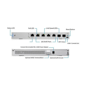 Ubiquiti US-XG-6POE 10 Gbit Ethernet PoE Switch 170W, with SFP+ (Gen1), 4x1/2.5/5/10 GbE PoE++ ports, 2x10G SFP+ ports, Layer 3 switching, 2xDC