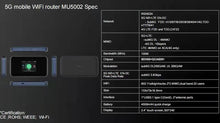 Load image into Gallery viewer, Original ZTE MU5002 5G WiFi6 Pro Portable Hotspot CAT22 Gigabit Router with SIM Card slot 4500mAh battery Max 32 Users

