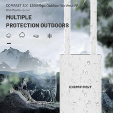 Load image into Gallery viewer, COMFAST 300/1200Mbps Outdoor Wireless AP 2.4/5.8G WiFi Router 48V 0.32A POE Wi-Fi Bridge Repeater Antenna
