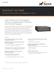 RUCKUS ICX 7650 Ethernet Switches High-End Enterprise-Class Stackable Access/Aggregation Switch With 100GbE, BGP, OSPF, VRRP