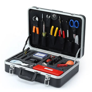 Universal FTTH Fiber Optic Tool Kit Set Box 433X330X130MM, Aluminum Alloy Frame, Drop proof, durable and rust proof, LK-6028