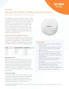 Aruba Networks AP-635 / IAP-635 (RW) APIN0635 Indoor Access Point 802.11ax Wi-Fi 6E OFDMA 2x2:2 MIMO 7.8 Gbps 6 GHz band WPA3