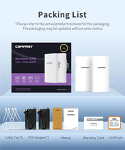 Load image into Gallery viewer, COMFAST 300Mbps 5.8Ghz Outdoor Wireless AP Bridge 3KM WiFi CPE Access Point 11dBi Wi-Fi Antenna Nanostation Router 2PCS
