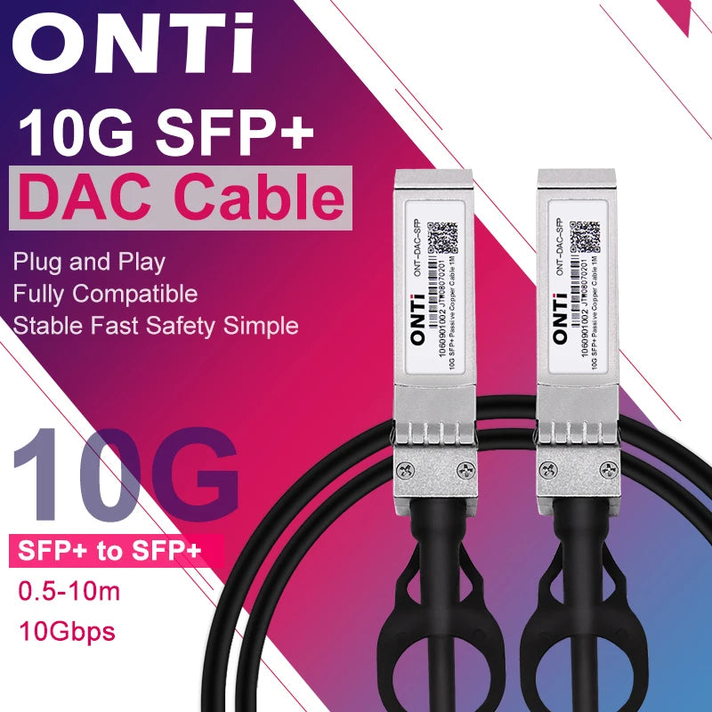 ONTi 10G SFP+ Twinax Cable, Direct Attach Copper(DAC) Passive Cable, 0.5-7M, for Cisco, Huawei, MikroTik, HP, Intel...Etc Switches