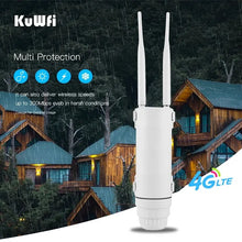 Load image into Gallery viewer, KuWFi 4G Outdoor WIFI Router 300Mbps Waterproof 4G SIM Card Router Wide Range Wireless Internet Hotspot Wifi Support 64 Users
