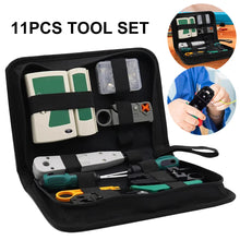 Load image into Gallery viewer, 11Pcs Portable LAN Network Tool Set Wear Resistant Computer Network Repair Tool Kit Crimping Maintenance Tool Set for Home Office
