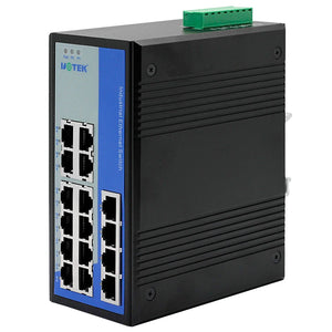 UOTEK 16 Ports 10/100M RJ45 2 Layer Unmanaged Industrial Ethernet Switch DIN-Rail, 10/100Base-T(X), auto MDI/MDI-X, UT-60416F-16T-BNF
