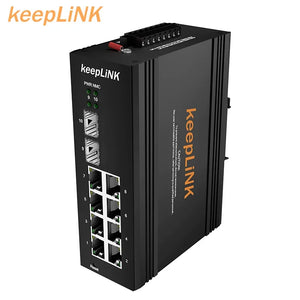 keepLiNK 10/100/1000m 10 Ports Managed PoE Industrial Ethernet Switch IP40 2 Fiber Ports 8 RJ45 Port Network Switch for CCTV Camera