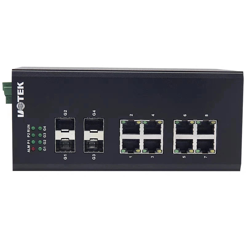 (UTEK) 8 Gigabit Ethernet ports + 4G Full Gigabit Unmanned Industrial Ethernet Switch 12 Port Optoelectronic UT-66408G