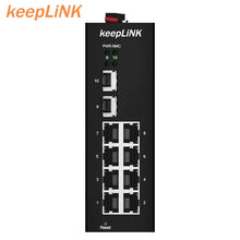 Load image into Gallery viewer, keepLiNK 10/100/1000m 10 Ports Managed PoE Industrial Ethernet Switch IP40 2 Fiber Ports 8 RJ45 Port Network Switch for CCTV Camera
