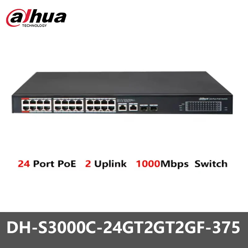 Dahua POE Switch 4/8/16/24 Ports 1/2 Uplink RJ45 Ethernet 100/1000Mbps Switch For IP Camera DH-S3000C-4GT2GT-DPWR