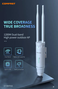 COMFAST High Power Outdoor Wireless AP 1200Mbps WiFi Router 2.4/5.8Ghz POE Long Range Extender Amplifier