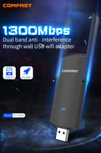 Load image into Gallery viewer, COMFAST Drive Free Gigabit Adapter 2.4G 5G Dual Band Network Card Support WPA3 MU-MIMO Wireless Dongle for Win 7/8/10/11
