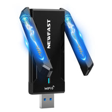Load image into Gallery viewer, Newfast WiFi6 USB 3.0 Adapter AX5400 6G/5G/2G High Gain Antennas for PC Cle Network Card Receiver Extension Cable
