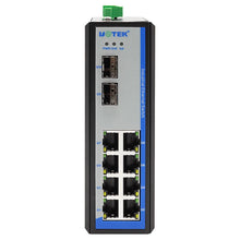 Load image into Gallery viewer, UOTEK 10 Ports Unmanaged Full Gigabit Industrial Ethernet Switch RJ45 Port Low Power Consumption Ethernet Switch UT-6410GC-8GT2GP

