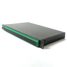 Load image into Gallery viewer, Fiber Optic Equipment 1x64 1U Size Rack Mount PLC Splitter SC APC Black Aluminium Box for ODF Data Center, Dimensions: 44x482.6x250mm
