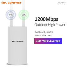 Load image into Gallery viewer, COMFAST High Power Outdoor Wireless AP 1200Mbps WiFi Router 2.4/5.8Ghz POE Long Range Extender Amplifier
