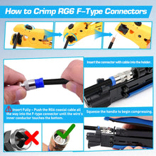 Load image into Gallery viewer, ZoeRax Coax Cable Crimper Tool Kit with Wire Stripper,20PCS F Connectors–Coax Compression Tool for RG6,RG59,RG11
