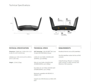 NETGEAR RAXE300 AXE7800 Nighthawk 8-Stream Tri-Band WiFi 6E Router 7.8Gbps Speed 2,500 Sq.Ft Armor & Smart Parental Controls