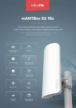 Load image into Gallery viewer, MikroTik RBD22UGS-5HPacD2HnD-15S mANTBox 52 15s dual-band 2.4/5 GHz base station with a powerful built-in sector antenna, 1x SFP
