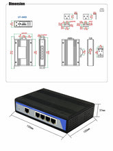 Load image into Gallery viewer, UOTEK Industrial Grade 100M 5 Ports Unmanaged Ethernet Switch DIN-rail without Power, 5x10/100Base-T(X) ports, Auto MDI/MDI-X, UT-6405
